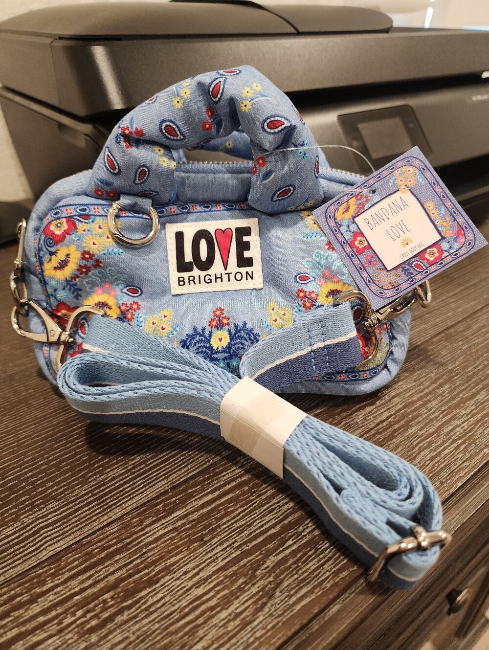 Brighton Light Blue Bandana Print Mini Crossbody NWTs